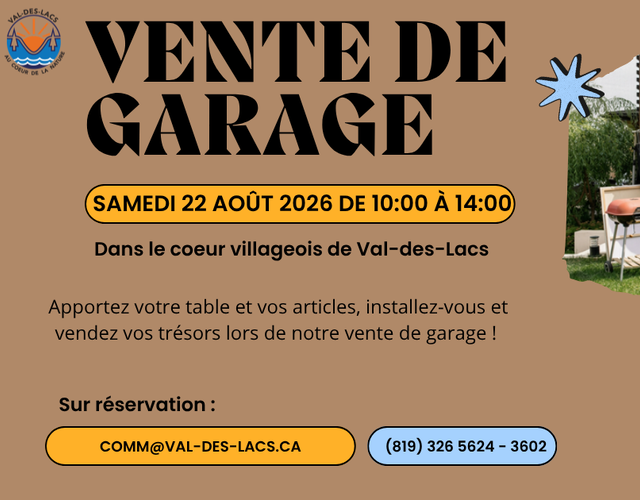 Inscription Vente de Garage Val-des-Lacs