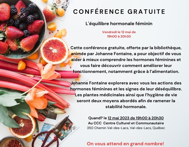 Conférence gratuite : L'équilibre hormonale féminin