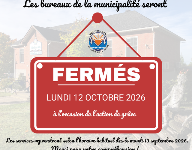 Fermeture des bureaux de la municipalité