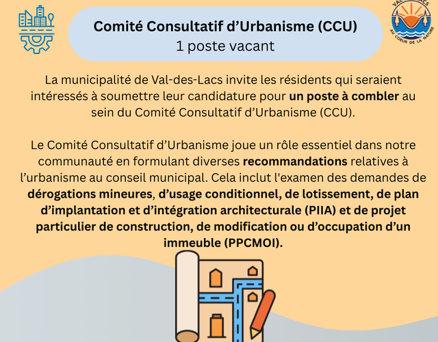 Appel à candidatures Comité consultatif d'urbanisme (CCU)
