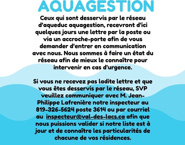 Réseau d'aqueduc Aquagestion