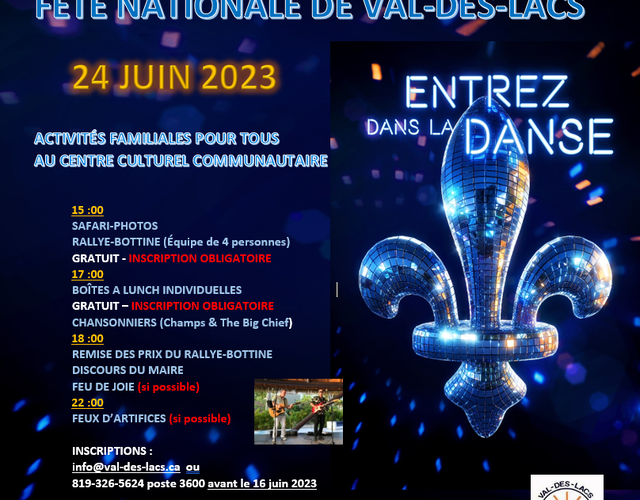 La Fête nationale à Val-des-Lacs - Samedi le 24 juin 2023