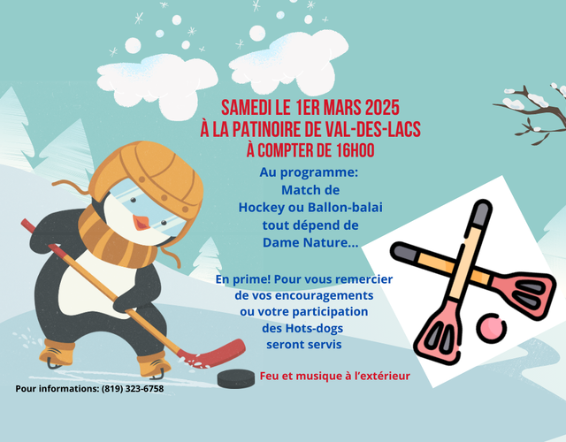 Samedi le 1er mars 2025, à compter de 16h00