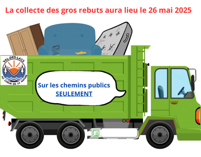 La collecte des gros rebuts aura lieu le 26 mai 2025