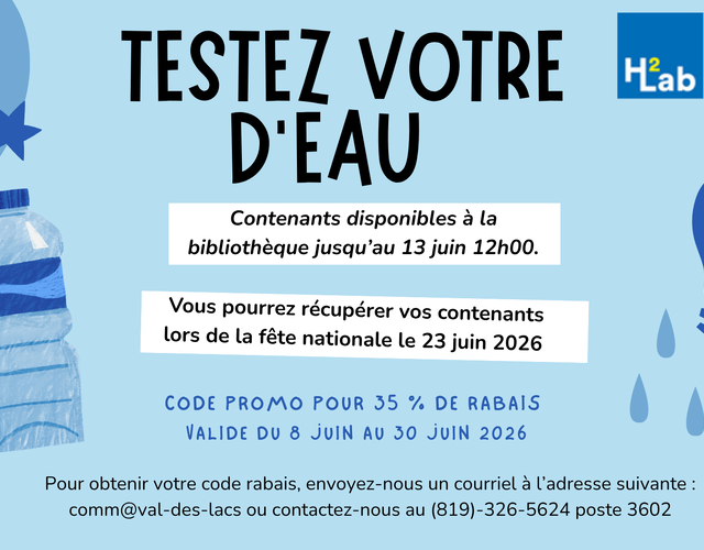 Rabais H2Lab - Testez votre eau !