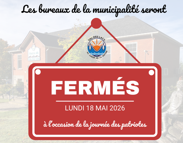 Les bureaux de la municipalité seront fermés le 18 mai